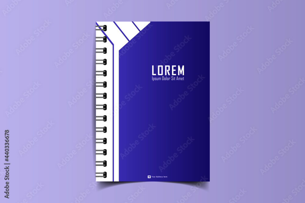 Notebook cover template. Notepad Cover and page of the annual report. Book cover design isolated