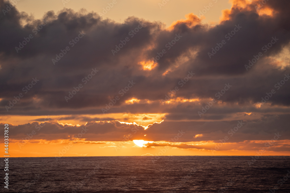 A dramatic sunset on the Oregon coast near Depoe Bay