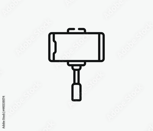 Selfie stick vector icon. Editable stroke. Symbol in Line Art Style for Design, Presentation, Website or Apps Elements, Logo. Pixel vector graphics - Vector