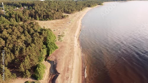 summer beach city Sosnovy Bor Russia aerial video photo