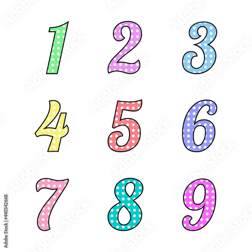 A set of colored numbers. Cute numbers, vector illustration