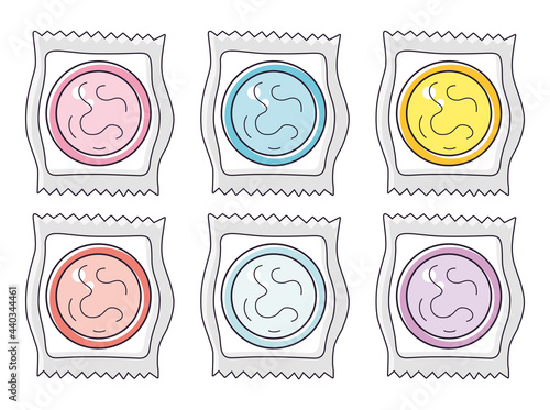 Condom package isolated colors cartoon vector