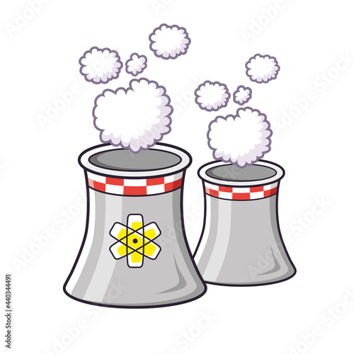 Nuclear power plant cooling towers isolated