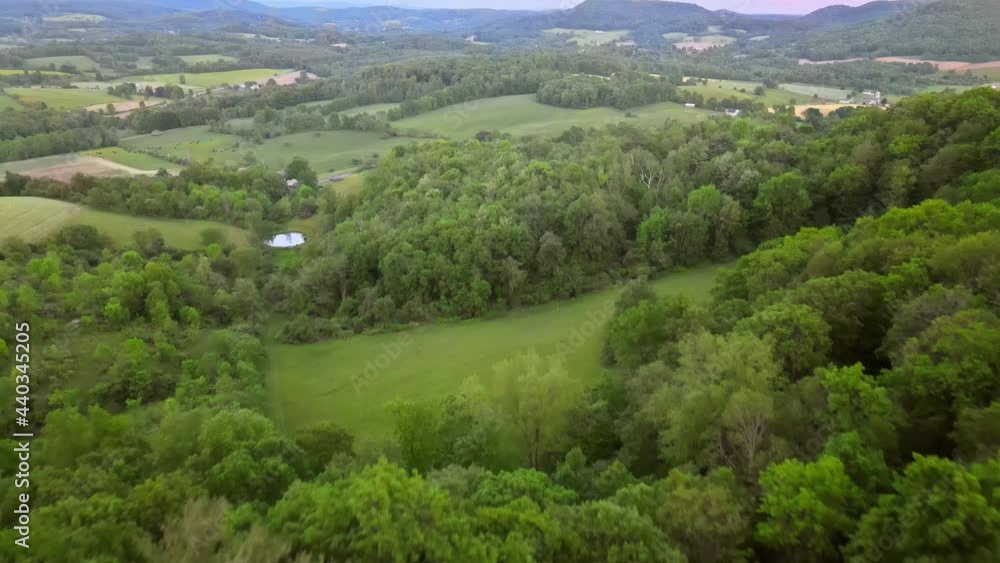 Drone fly around of mountains landscape with forest on Pocono Pennsylvania USA Drone fly around of mountains landscape with forest on Pocono Pennsylvania USA