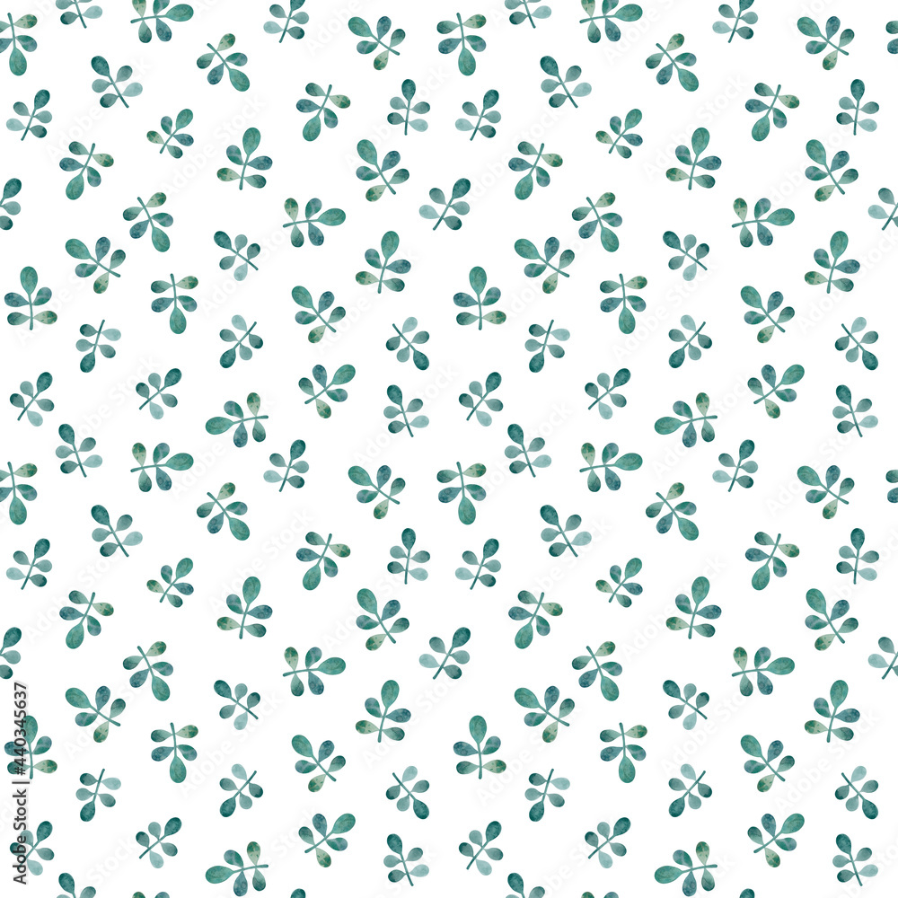 Simple pattern green leaves on a white background Simple pattern green leaves on a white background