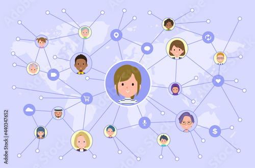 ソーシャルメディアで情報を発信しているカジュアルファッション女性のセット