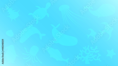 海　海中　水中　魚影　背景　イラスト素材