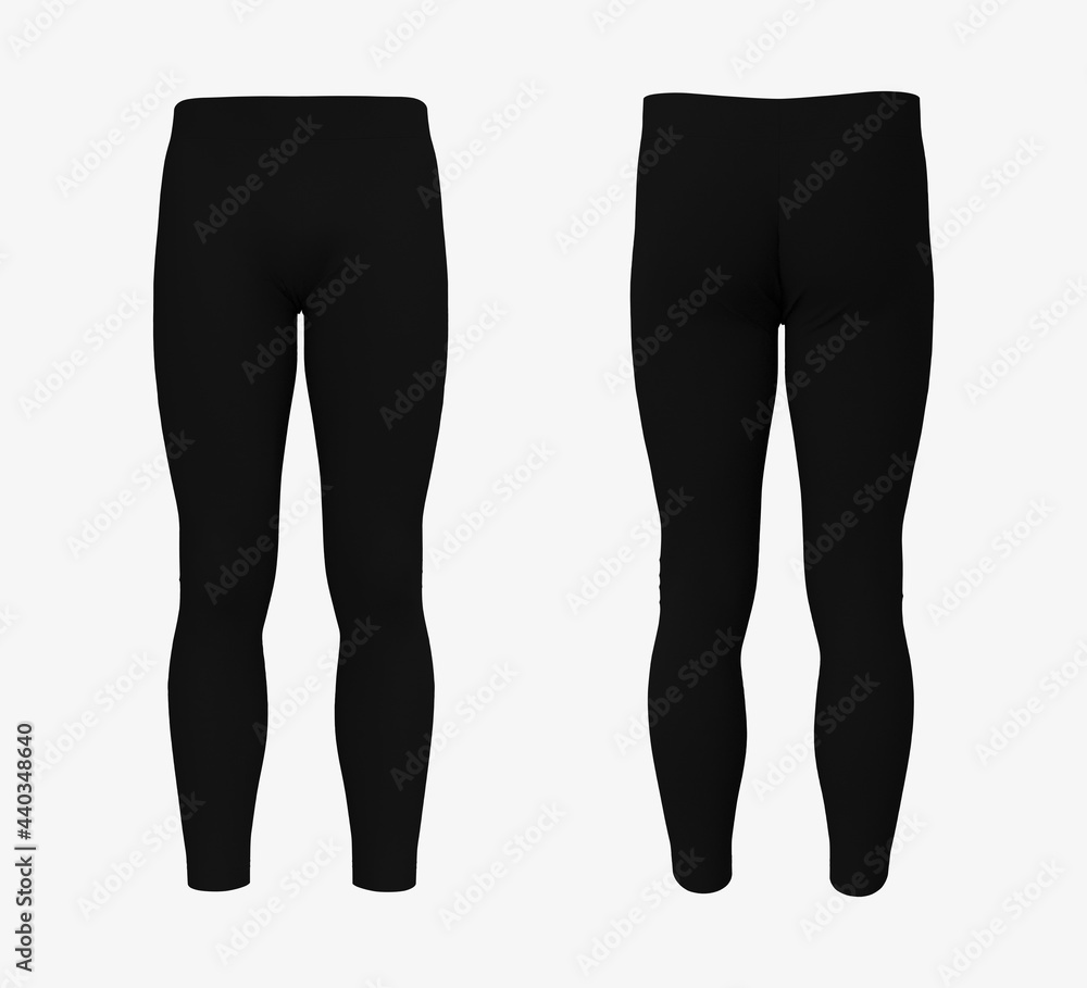 Blank leggings mockup, front and side views. Sweatpants. 3d rendering, 3d illustration. Blank leggings mockup, front and side views. Sweatpants. 3d rendering, 3d illustration.