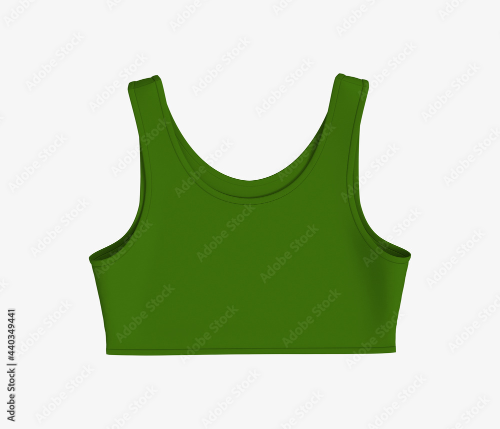Women’s sports bra mockup in front view, design presentation for print, 3d illustration, 3d rendering Women’s sports bra mockup in front view, design presentation for print, 3d illustration, 3d rendering