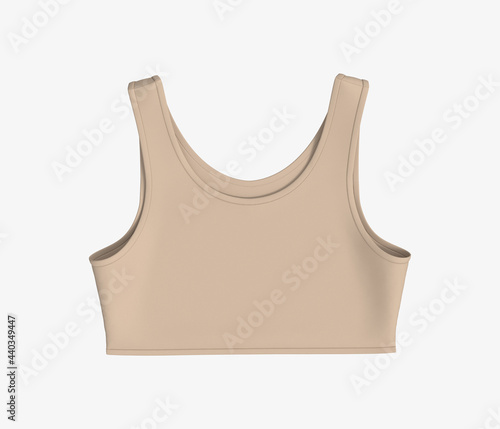 Women’s sports bra mockup in front view, design presentation for print, 3d illustration, 3d rendering