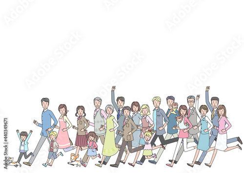 走るたくさんの人