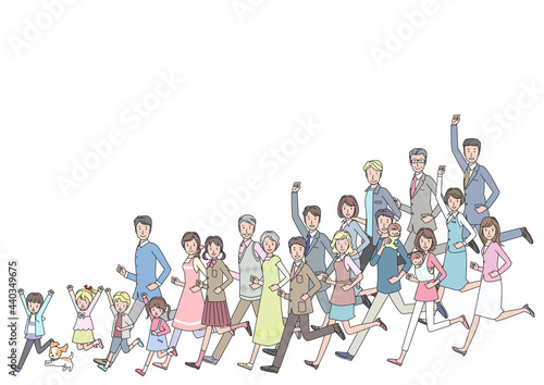 走るたくさんの人