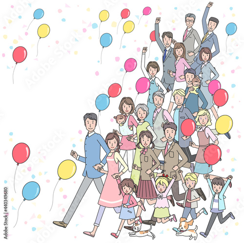 走るたくさんの人