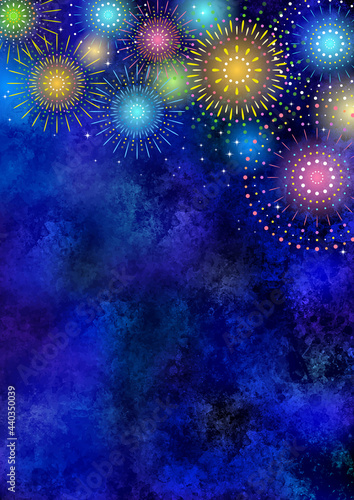 水彩 花火のイラスト