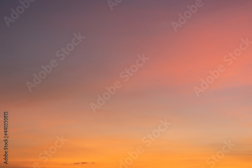 Twilight sky. Natural sunset or sunrise sky in orange, nature background.