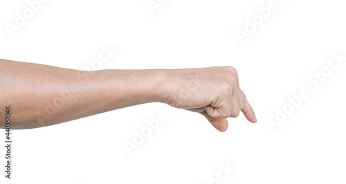 Man hand to hold something, Isolated on white background with clipping path.