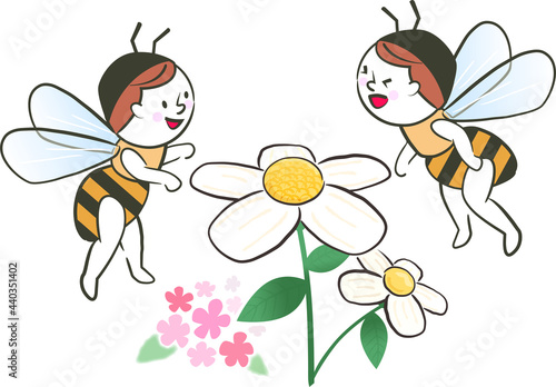 花に集まるミツバチたち