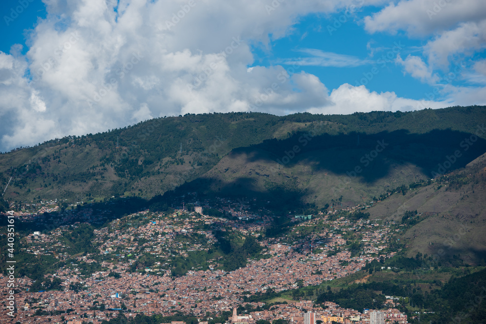 Homes in rolling hills of Bogota Colombia.