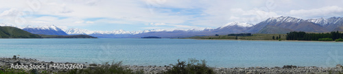 snow mountain and lake Tekapo in New Zealand