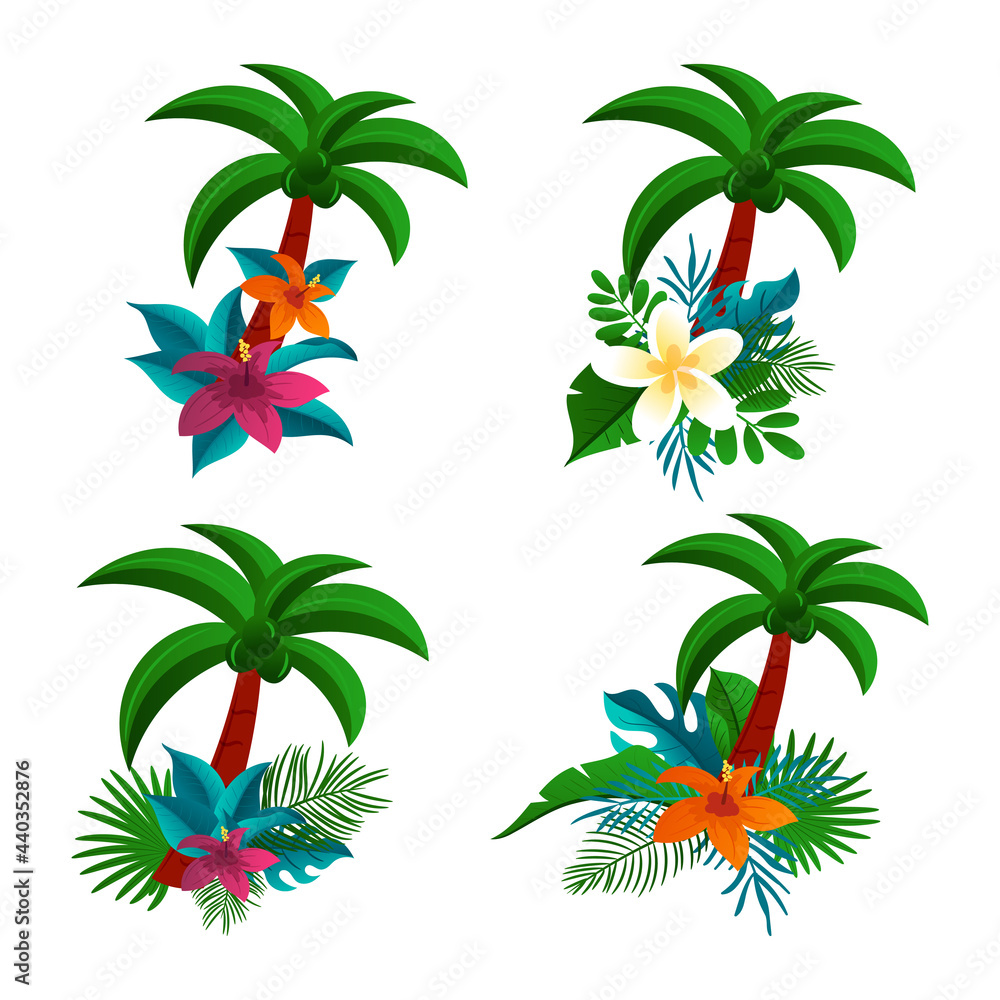 Wreath Tropical Leaves and Flowers for mid or end season Summer  event