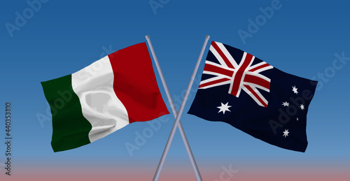 イタリアとオーストラリアの旗