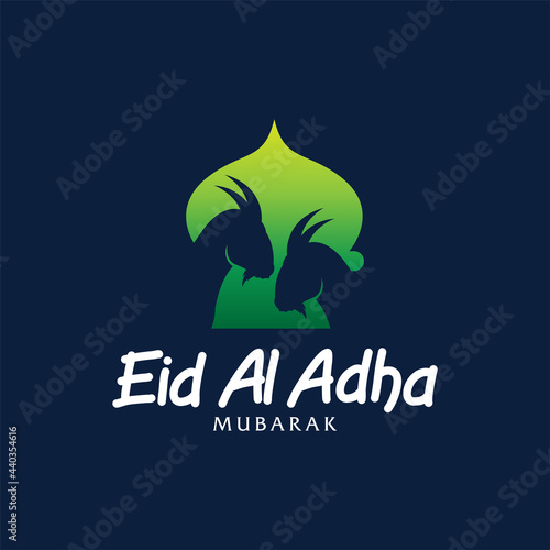 Eid Al Adha vector. Eid Al Adha illustration. vector graphic of good for islamic day, eid mubarak, eid fitr, greeting card, background. graphic with goat and mosque.