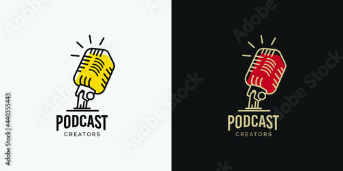 Illustrations of podcast logo design concept