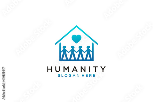 Social Humanity People Logo. Flat Vector Logo Design Template Element