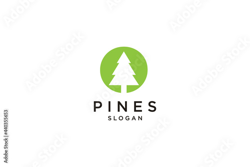 initial letter O with Hemlock, Evergreen, Pines, Spruce, Cedar trees logo design template