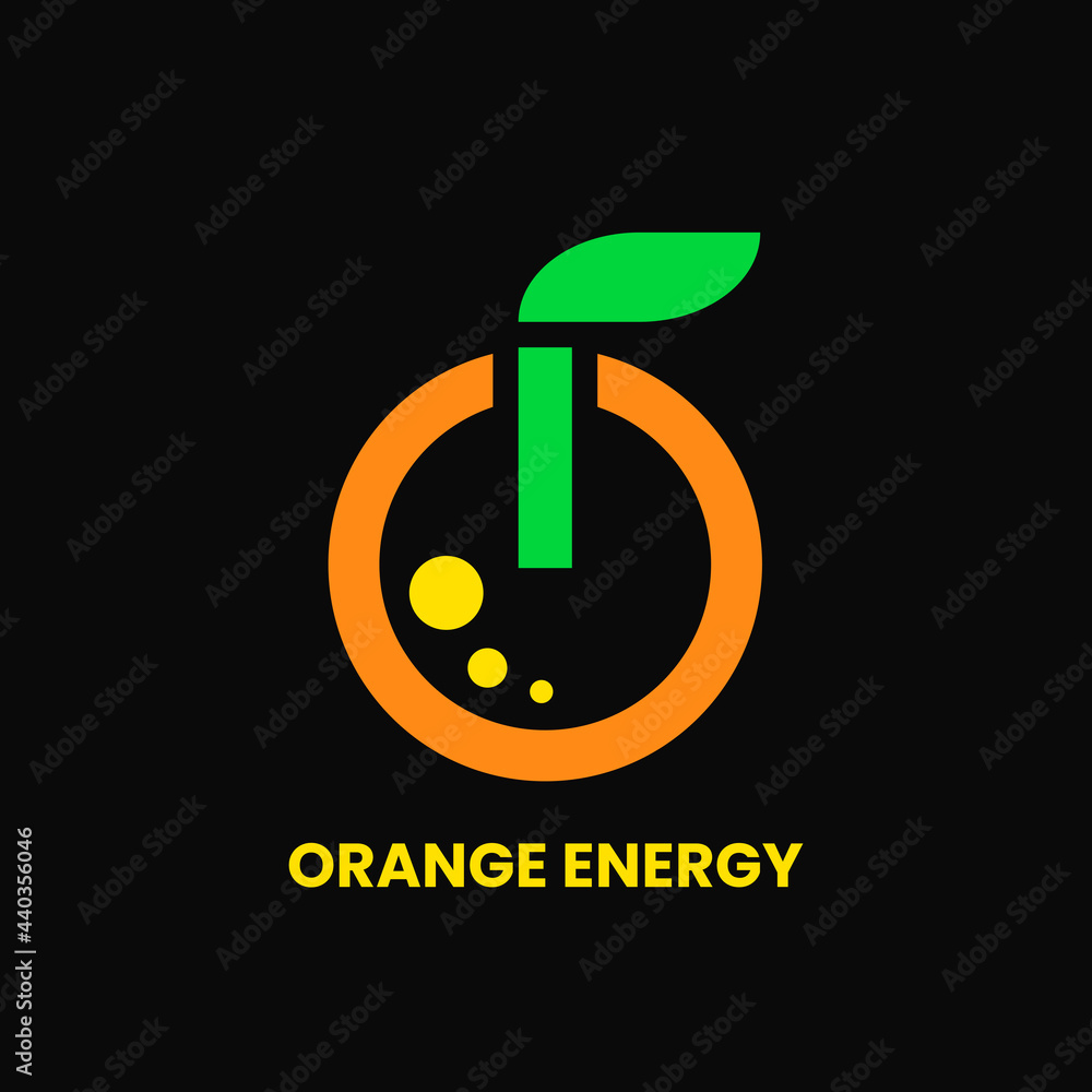 Power and Orange Logo Concept. Fruit, Unique, Flat, Modern and Outline Logotype. Green and Orange. Suitable for Logo, Icon, Symbol and Sign. Such as Energy drink Logo Power and Orange Logo Concept. Fruit, Unique, Flat, Modern and Outline Logotype. Green and Orange. Suitable for Logo, Icon, Symbol and Sign. Such as Energy drink Logo