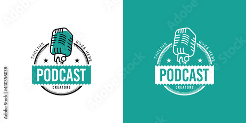 Illustrations of podcast logo design concept