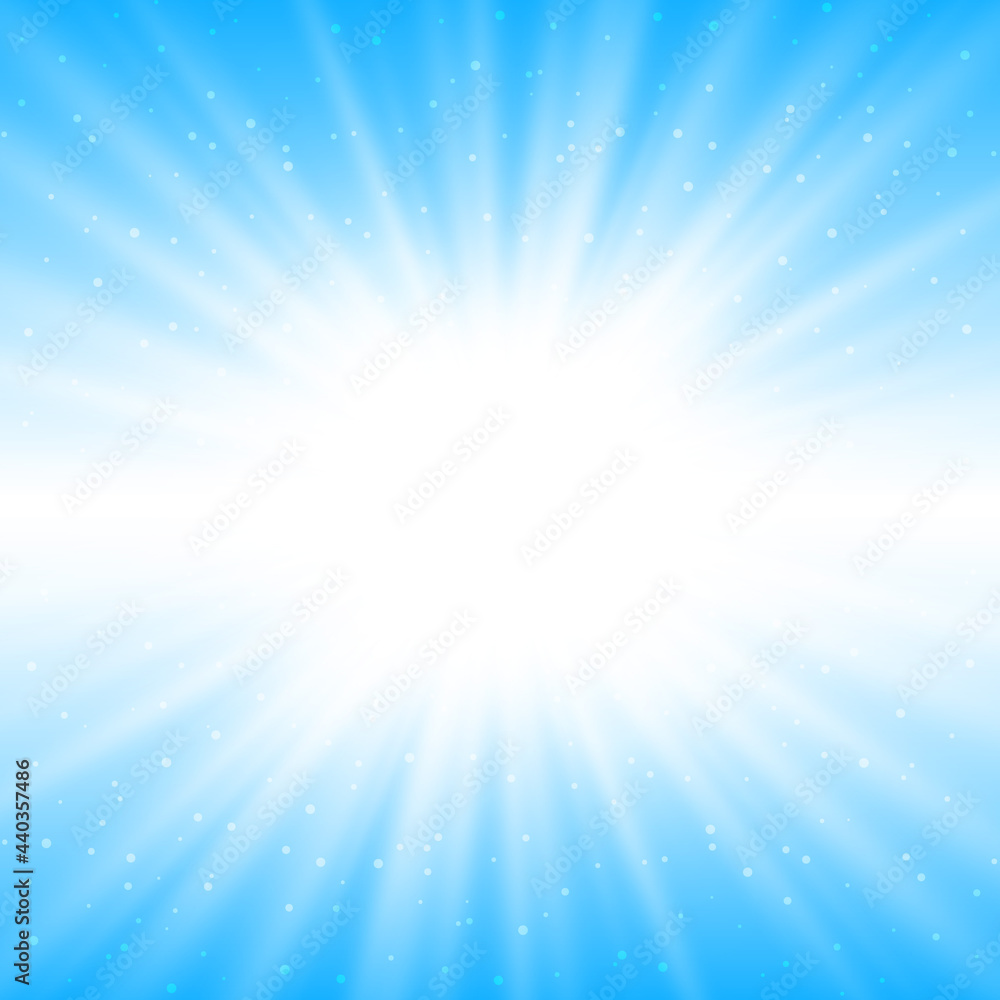 Naklejka premium Shiny rays on blue sky background - abstract template for Your design