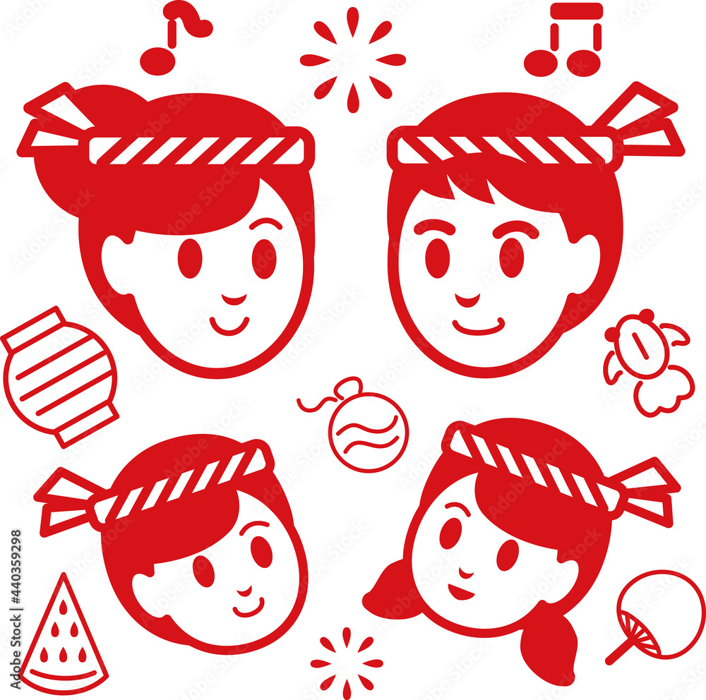 夏 夏祭り お祭り 花火 アイコン シンプルタッチ 人物 家族 イラスト素材セット Stock Vector Adobe Stock