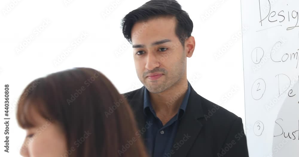 Asian creative business man and profesional team in business meeting at office brainstorming Asian creative business man and profesional team in business meeting at office brainstorming