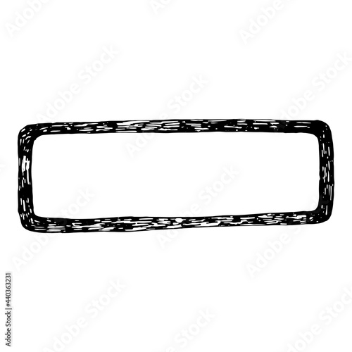 Doodle frame, wreath, border. Black and white illustration isolated.