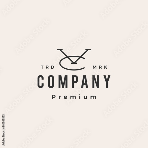 vc cv letter mark initial hipster vintage logo vector icon illustration