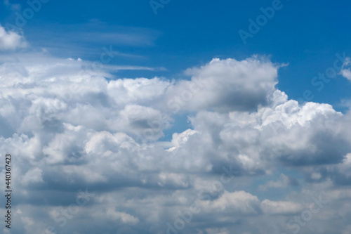 Blue sky with beautiful natural white raining clouds