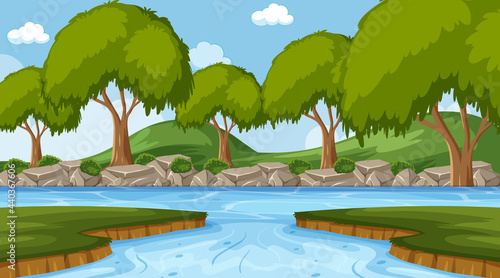 Background scene with river in the forest