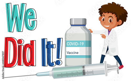 Covid-19 vaccination concept with a doctor cartoon character