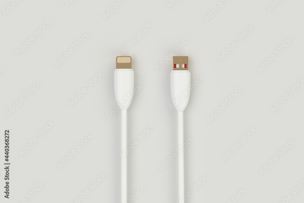 3d rendering usb cable with phone 3d rendering usb cable with phone