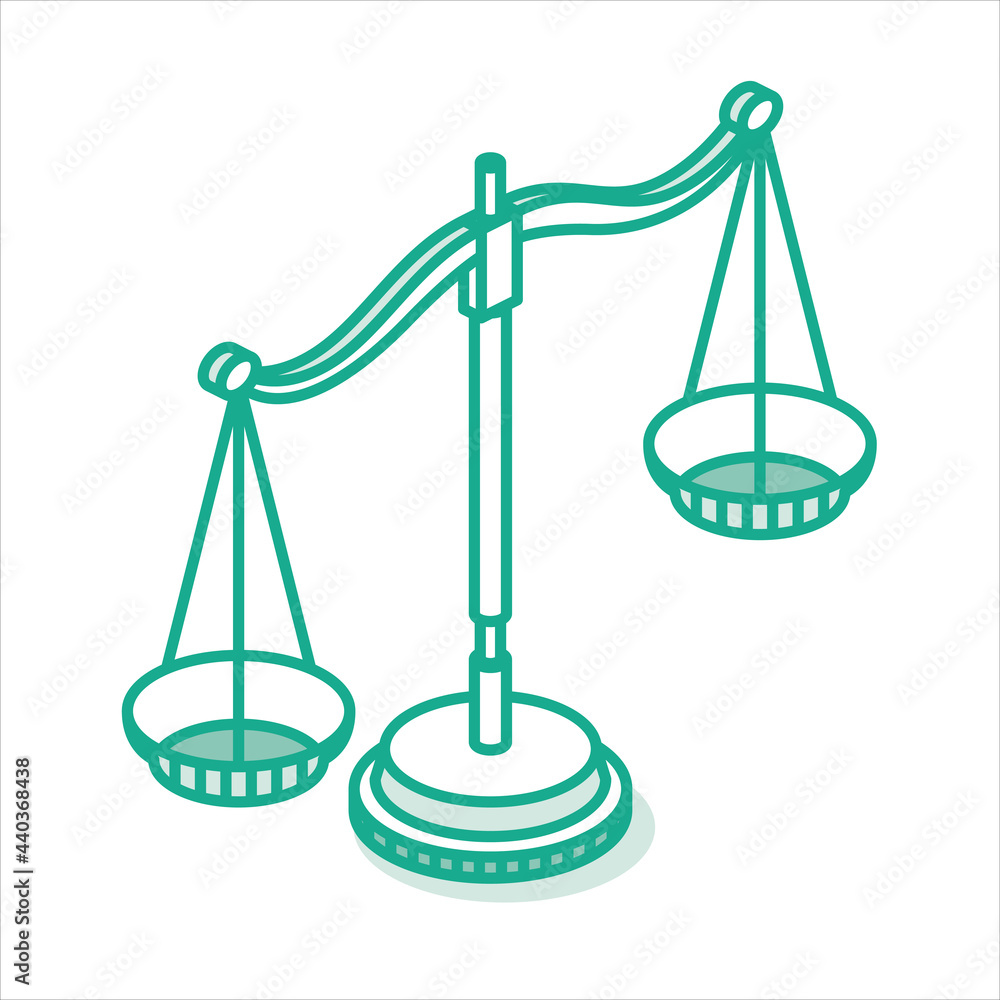 Isolated Scale Symbol. Isometric Outline Icon. Scale of Justice. Isolated Scale Symbol. Isometric Outline Icon. Scale of Justice.