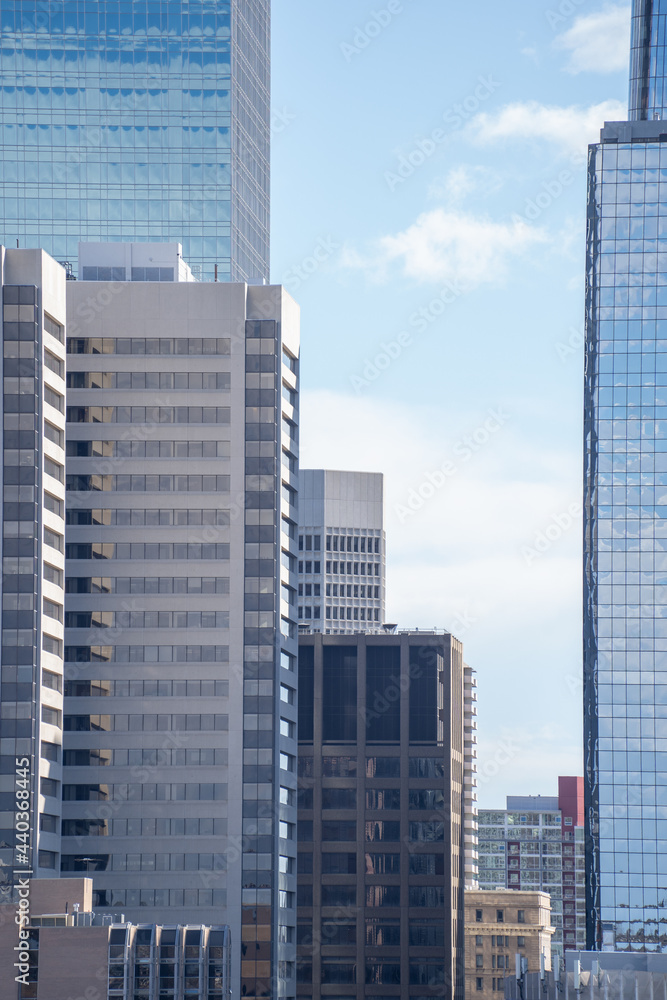 Downtown Calgary business district skyline with towers Downtown Calgary business district skyline with towers