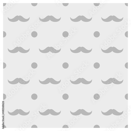 Happy Fathers Day background. Grey mustache and polka dot seamless pattern for print  digital paper  wallpaper  banner  social media.