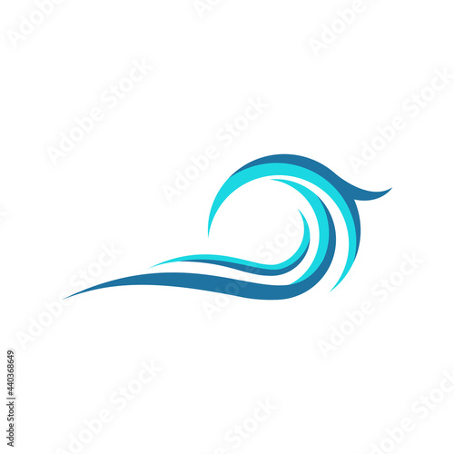 wave water logo, wind sphere logo symbol, circle wing icon, ocean blue waves splash logo symbol icon vector design