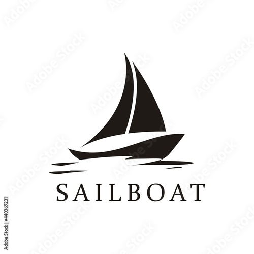 Silhouette jung logo design, Traditional Sailboat from Asia
