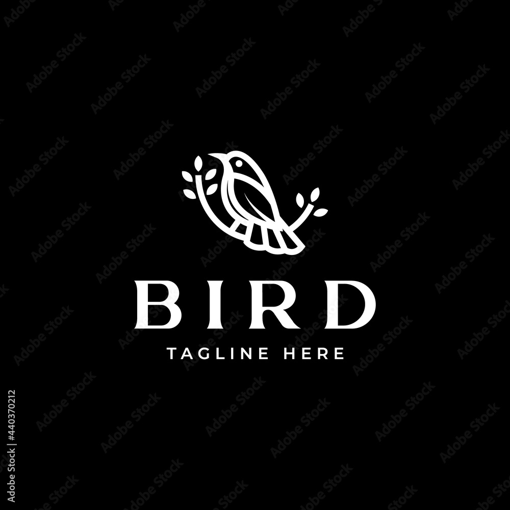 Bird Logo Template In Isolated Black Background Vector Illustration Bird Logo Template In Isolated Black Background Vector Illustration