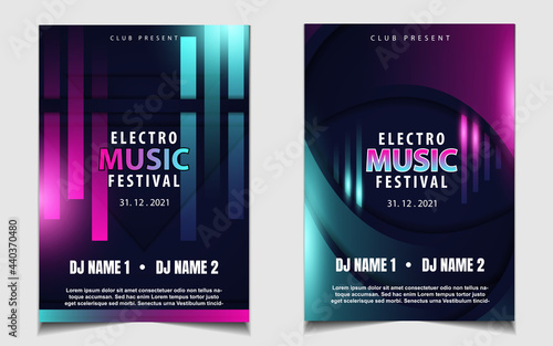 Night dance party music layout cover design template background with colorful dark blue glitters style. Light electro vector for music event concert disco, club invitation, festival poster, flyer