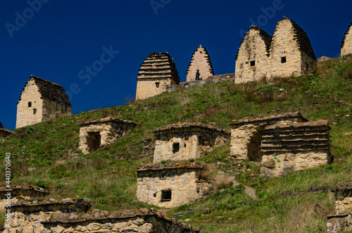The Dargavs necropolis in the mountains of North Ossetia. Ancient burial in the mountains