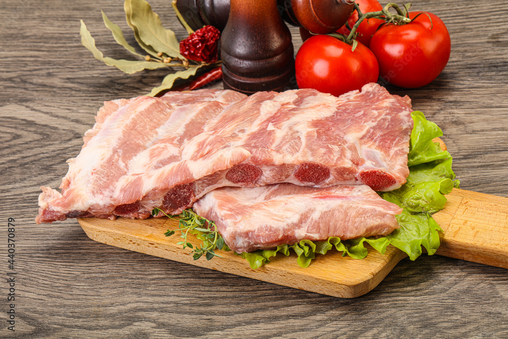Raw pork ribs for cooking
