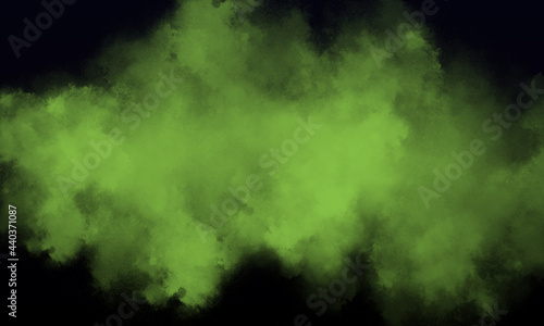 lime fog or smoke on dark space background